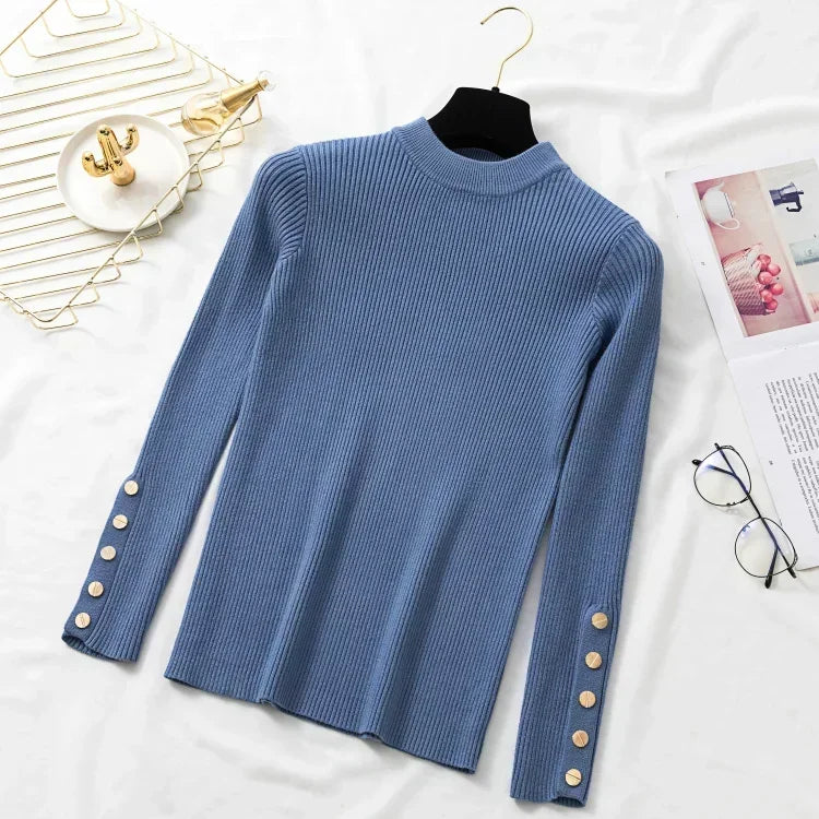 Button O-Neck Sweater